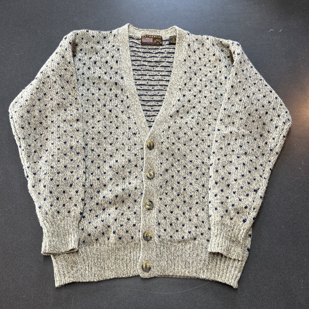 Authentic American Heritage Gray and Blue Cardigan Sweater